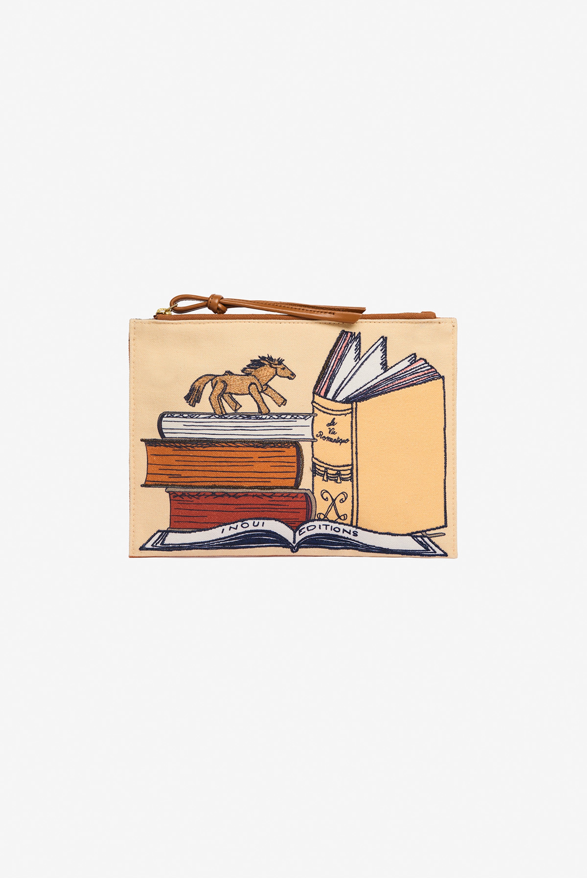 Pochette Brodée - Paris Neuvieme - Beige
