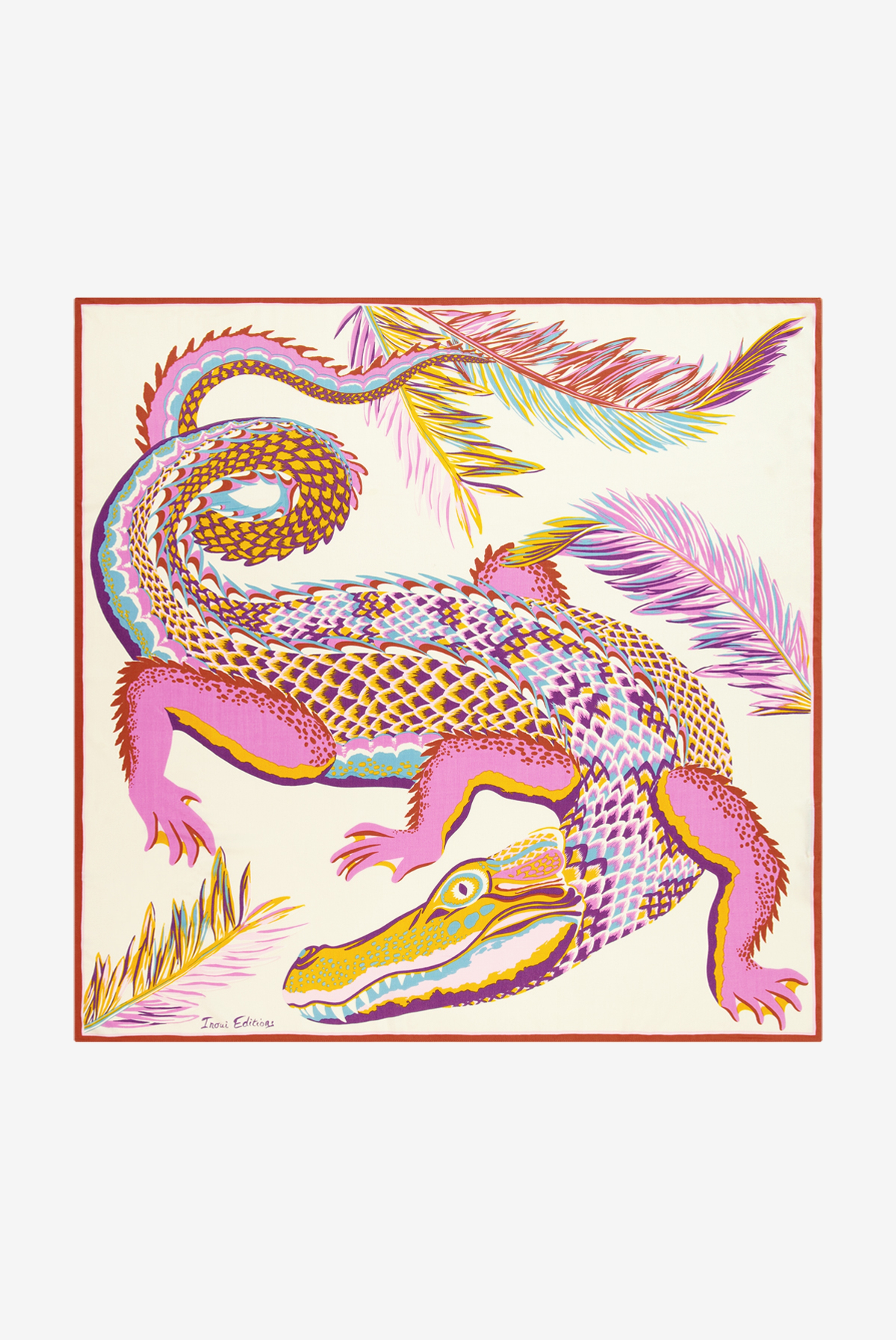 Carré 100 - Croco - Blanc