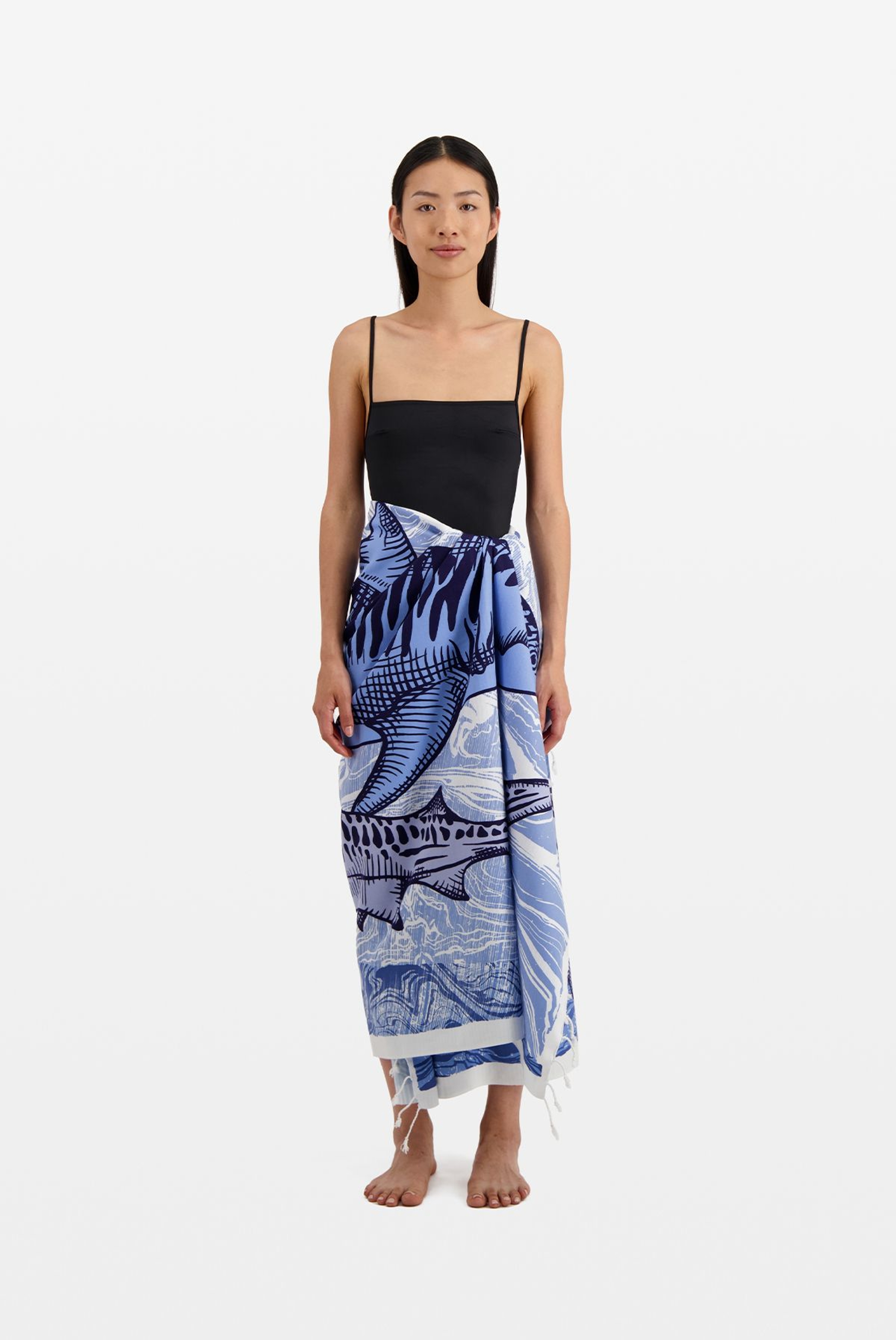 Fouta 100 - Requins - Bleu