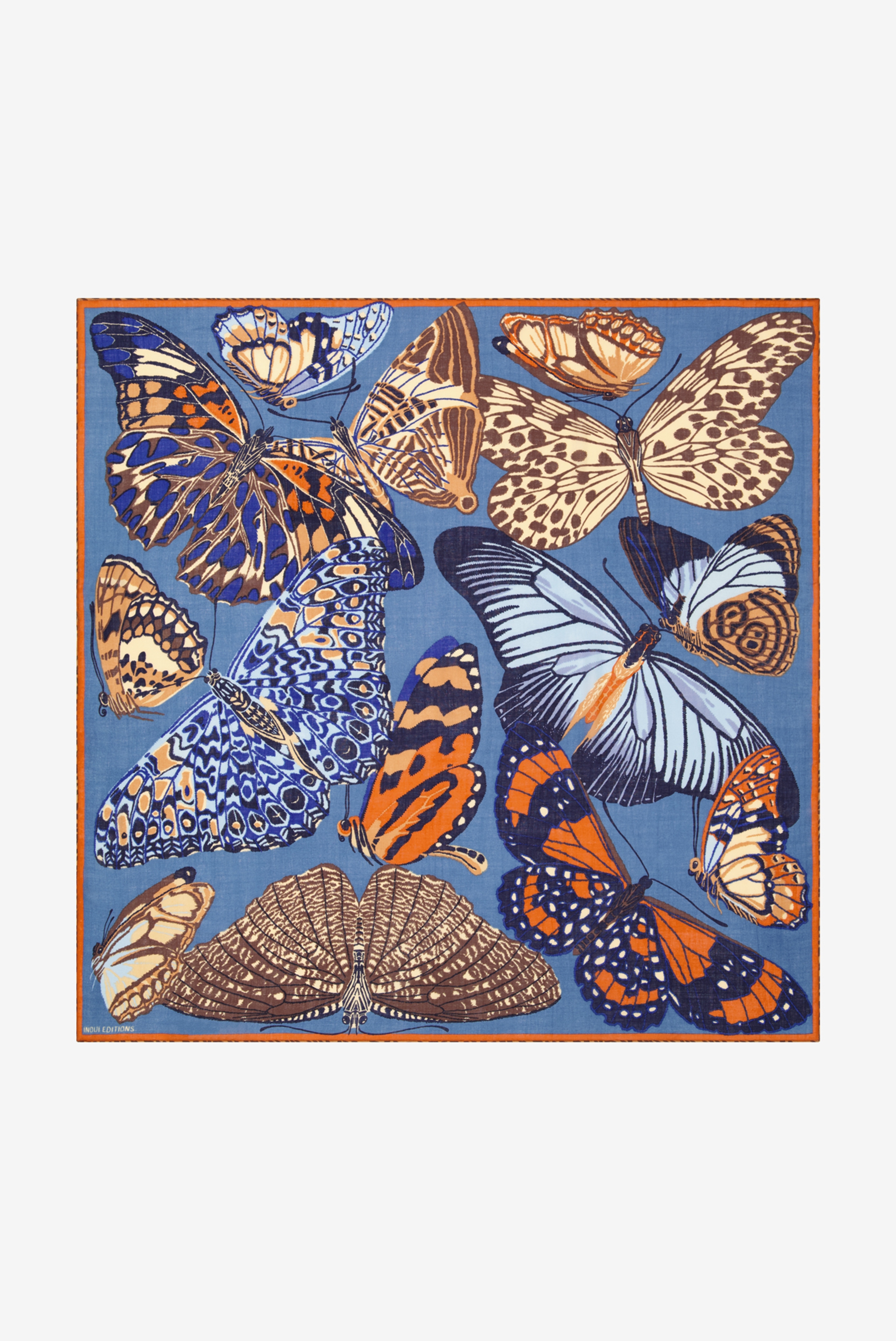 Carré 130 - Papillons - Bleu canard