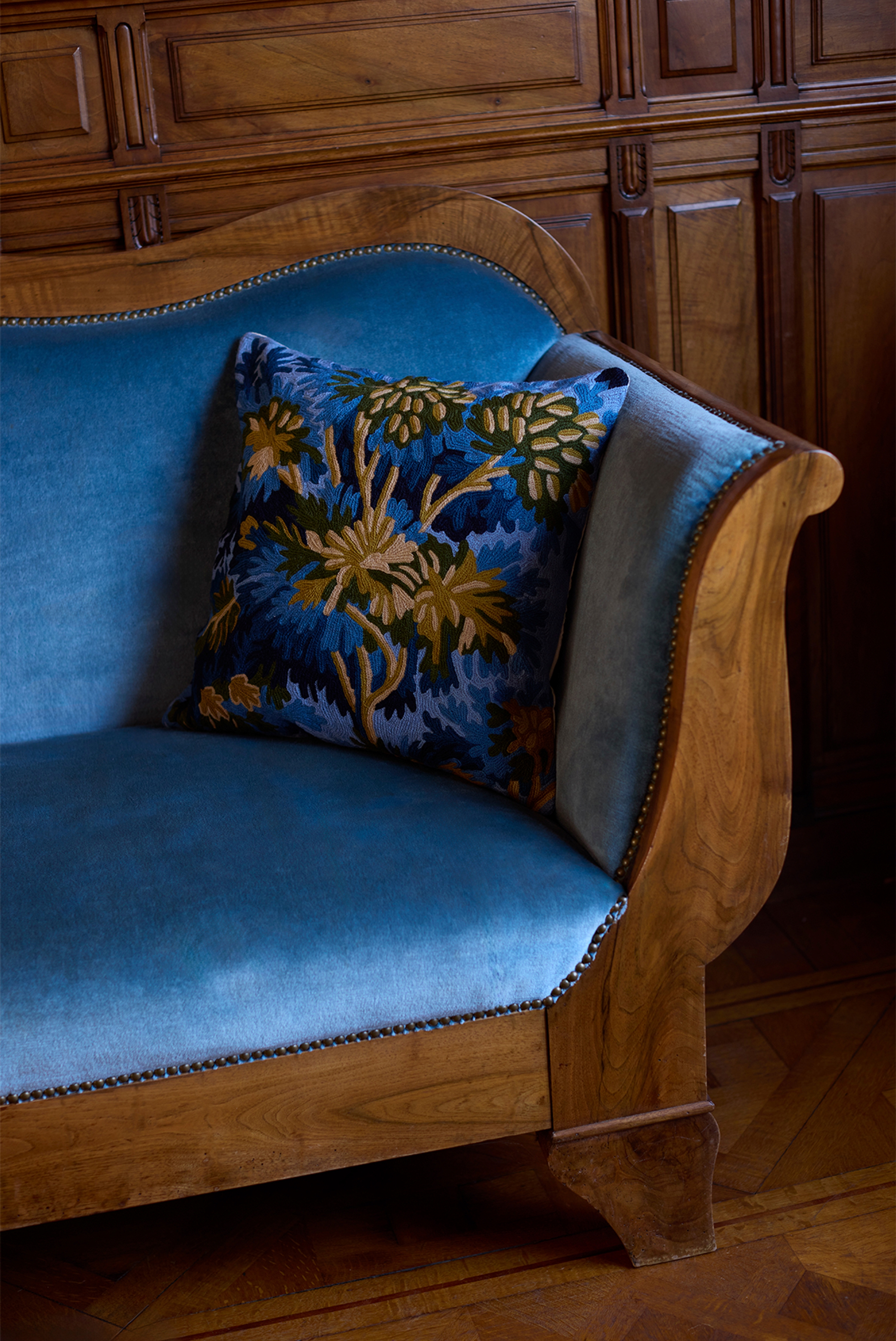 Housse de Coussin 45 - Fontainebleau - Bleu Canard